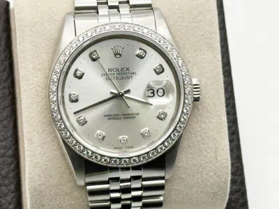 Pre-owned Rolex Datejust 16014 Silver Diamond Dial Bezel Stainless Steel Jubilee Band In Multi