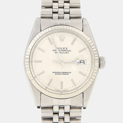 Pre-owned Rolex Datejust 16014 Silver Stainless Steel Automatic Men Wristwatch 36mm