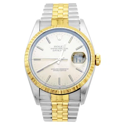 Pre-owned Rolex Datejust 16233 Champagne 18k Yellow Gold And Stainless Steel Men's Watch