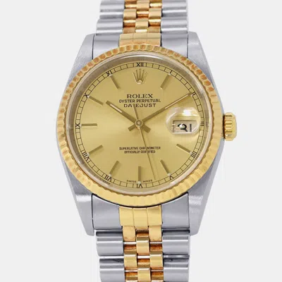 Pre-owned Rolex Datejust 16233 Gold Yellow Gold Stainless Steel Automatic Men's Watches 36mm