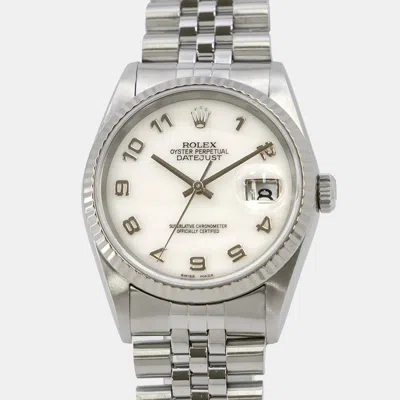 Pre-owned Rolex Datejust 16234 Automatic Mop 18k White Gold Stainless Steel Men's Wristwatch 36 Mm