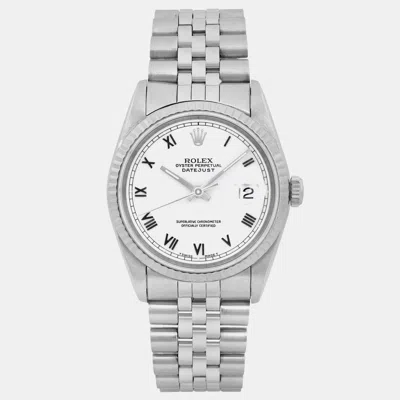 Pre-owned Rolex Datejust 16234 White Stainless Steel Automatic Men's Wristwatch 36mm