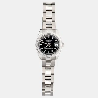 Pre-owned Rolex Datejust 178240 Automatic Black Stainless Steel Women's Wristwatch 31 Mm