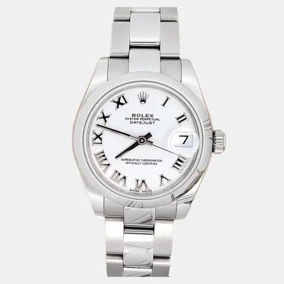 Pre-owned Rolex Datejust 178240 Automatic White Stainless Steel Women's Wristwatch 31 Mm