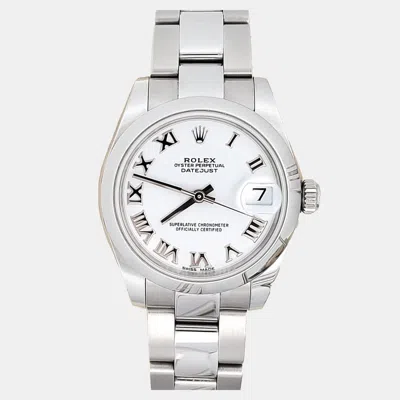 Pre-owned Rolex Datejust 178240 Automatic White Stainless Steel Women's Wristwatch 31 Mm