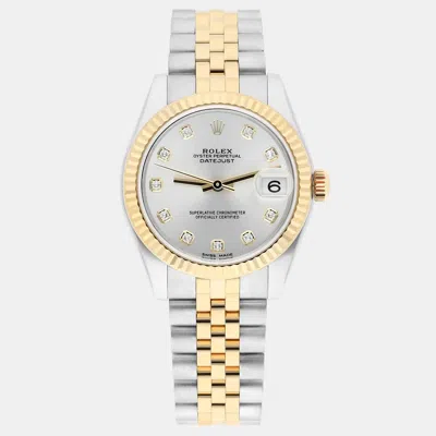 Pre-owned Rolex Datejust 178273 Automatic Silver Yellow Gold Stainless Steel Women's Wristwatch 31 Mm