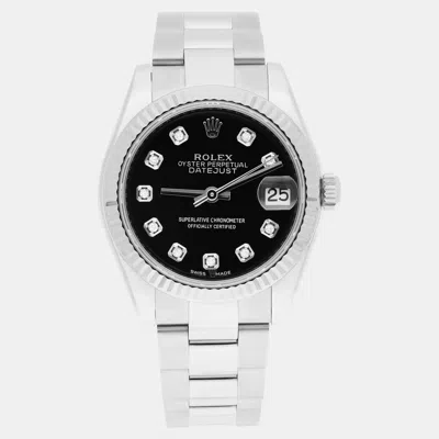 Pre-owned Rolex Datejust 178274 Automatic Black Stainless Steel Women's Wristwatch 31 Mm