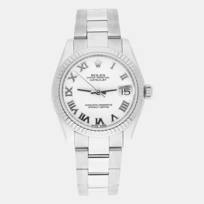 Pre-owned Rolex Datejust 178274 Automatic White Stainless Steel Women's Wristwatch 31 Mm