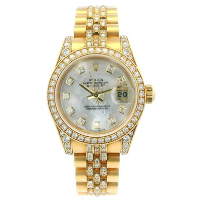 Pre-owned Rolex Datejust 179158 18k Yellow Gold Mop Diamond Full-set 2006