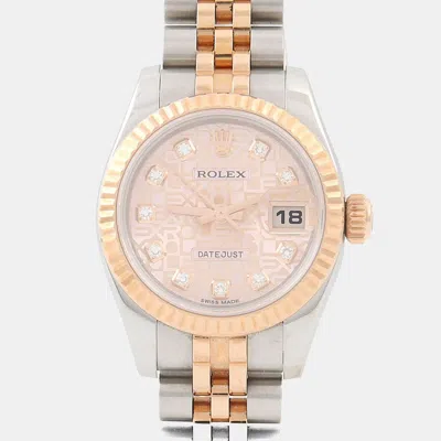 Pre-owned Rolex Datejust 179171 Pink 18k Rose Gold Stainless Steel Automatic Women's Watches 26mm