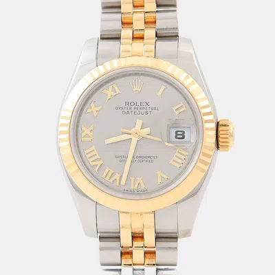 Pre-owned Rolex Datejust 179173 Silver Yellow Gold Stainless Steel Automatic Women's Wristwatch 26mm