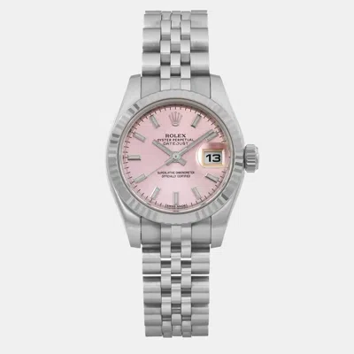 Pre-owned Rolex Datejust 179174 Pink Stainless Steel Automatic Women Wristwatch 26mm