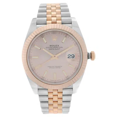 Pre-owned Rolex Datejust 18k Rose Gold Steel Sundust Dial Automatic Jubilee Watch 126331 In Red