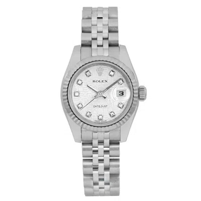 Pre-owned Rolex Datejust 26 18k White Gold Steel Silver Jubilee Diamond Dial Watch 179174