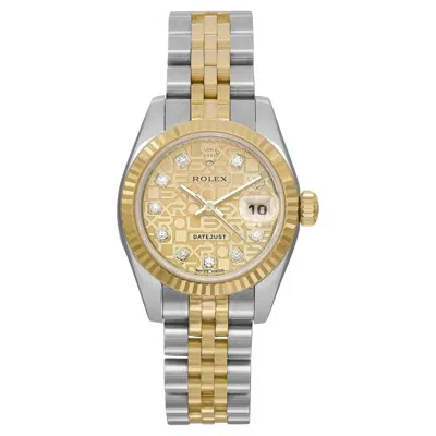 Pre-owned Rolex Datejust 26mm 18k Gold Steel Jubilee Dial Automatic Ladies Watch 179173 In Multi