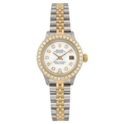 Pre-owned Rolex Datejust 26mm 18k Yellow Gold Custom Diamond Dial Bezel Ladies Watch 69173