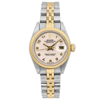 Pre-owned Rolex Datejust 26mm 18k Yellow Gold Steel Jubilee Cream Dial Watch 69173