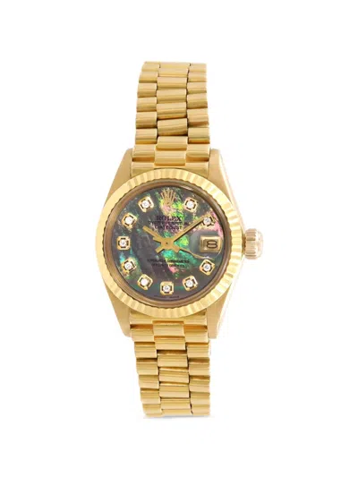 Pre-owned Rolex Datejust 26mm Fluted Bezel Watch In Black