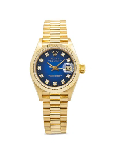 Pre-owned Rolex Datejust 26mm Watch In Blue