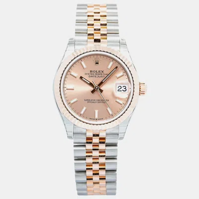 Pre-owned Rolex Datejust 278271 Automatic Pink 18k Rose Gold Diamond Stainless Steel Women's Wristwatch 31 Mm