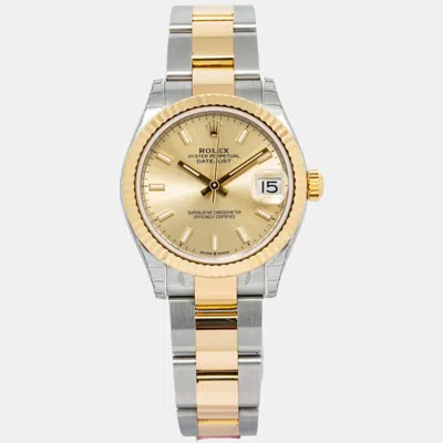 Pre-owned Rolex Datejust 278273 Automatic Champagne 18k Yellow Gold Stainless Steel Women's Wristwatch 31 Mm