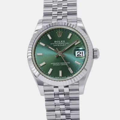 Pre-owned Rolex Datejust 278274 Green Stainless Steel Automatic Women's Watches 31mm