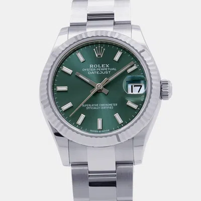 Pre-owned Rolex Datejust 278274 Green Stainless Steel Automatic Women's Watches 31mm