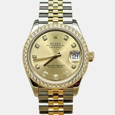 Pre-owned Rolex Datejust 278383rbr Automatic Diamond 18k Rose Gold Stainless Steel Men's Wristwatch 31 Mm In Yellow