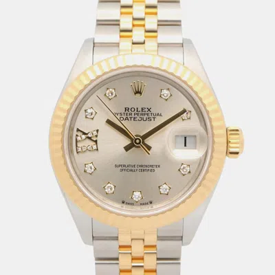 Pre-owned Rolex Datejust 279173g Silver 18k Yellow Gold Stainless Steel Automatic Women's Watches 28mm