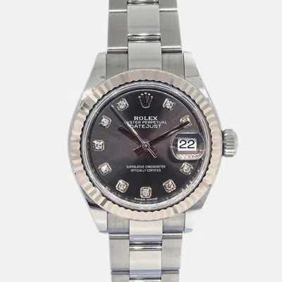 Pre-owned Rolex Datejust 279174 Automatic Black Stainless Steel Women's Wristwatch 28 Mm