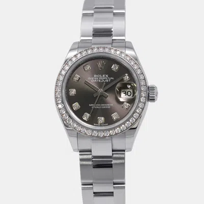 Pre-owned Rolex Datejust 279384rbr Automatic Grey 18k White Gold Stainless Steel Women's Wristwatch 28 Mm In Gray