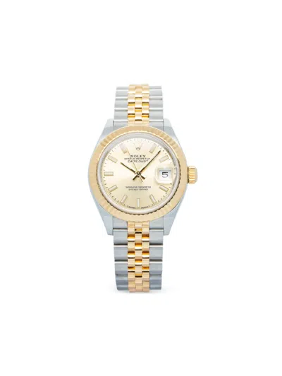 Pre-owned Rolex Datejust 28mm Watch In Gold