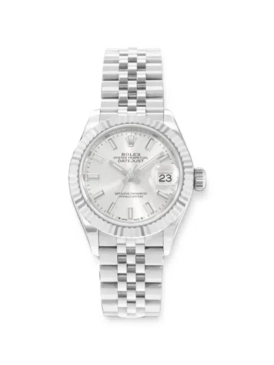 Pre-owned Rolex Datejust 28mm Watch In Silver