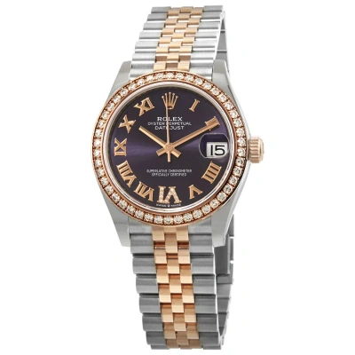 Rolex Datejust 31 Aubergine Dial Automatic Ladies Steel And 18kt Everose Gold Jubilee Watch 278381au In Gray