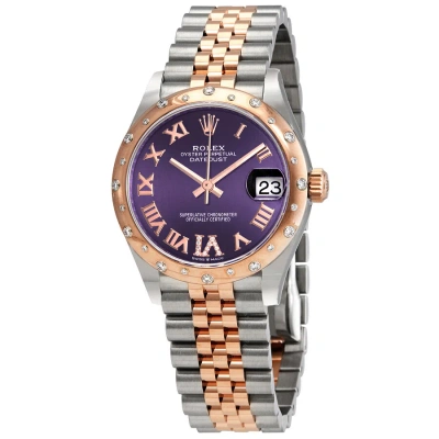 Rolex Datejust 31 Aubergine Dial Ladies Steel And 18kt Everose Gold Jubilee Watch 278341aurdj In Purple