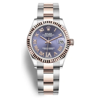 Rolex Datejust 31 Aubergine Diamond Dial Automatic Ladies Steel And 18kt Everose Gold Oyster Watch 2 In Purple