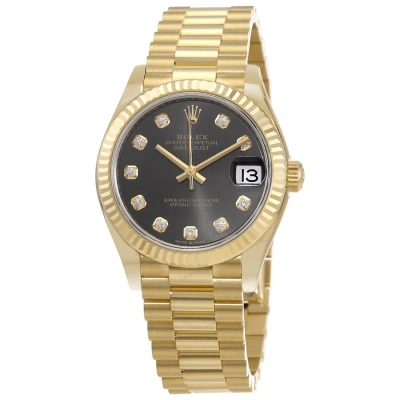 Rolex Datejust 31 Automatic 18kt Yellow Gold Diamond Grey Dial Ladies Watch 278278rdp