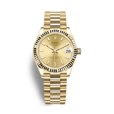 Rolex Datejust 31 Automatic Champagne Dial Ladies 18kt Yellow Gold President Watch 278278csp In Neutral