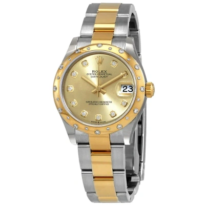 Rolex Datejust 31 Automatic Champagne Diamond Dial Ladies Steel And 18kt Yellow Gold Oyster Watch 27 In Neutral