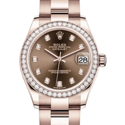Rolex Datejust 31 Automatic Diamond Ladies 18 Ct Everose Gold Oyster Watch 278285chdo