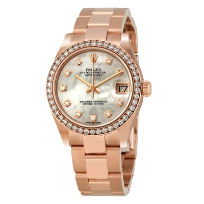 Rolex Datejust 31 Automatic Mother Of Pearl Diamond Dial Ladies 18 Ct Everose Gold President Watch 2 In Pink