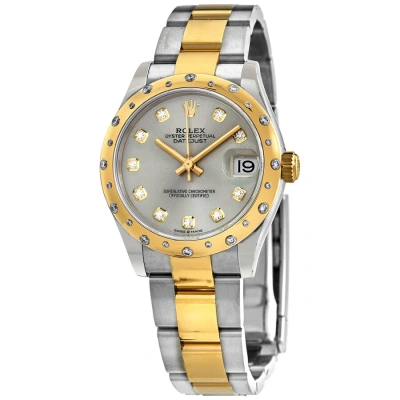 Rolex Datejust 31 Automatic Silver Diamond Dial Ladies Steel And 18kt Yellow Gold Oyster Watch 27834 In Neutral