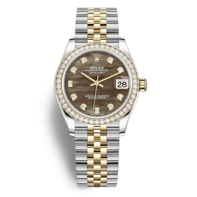 Rolex Datejust 31 Black Mother Of Pearl Diamond Dial Ladies Steel And 18kt Yellow Gold Jubilee Watch In Metallic