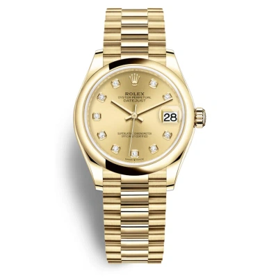 Rolex Datejust 31 Champagne Diamond Dial Automatic 18kt Yellow Gold  President Watch 278248cdp