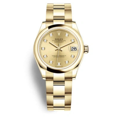 Rolex Datejust 31 Champagne Diamond Dial Automatic Ladies 18kt Yellow Gold Oyster Watch 278248cdo