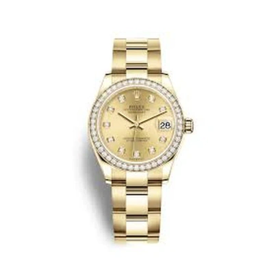 Rolex Datejust 31 Champagne Diamond Dial Automatic Ladies 18kt Yellow Gold Oyster Watch 278288cdo