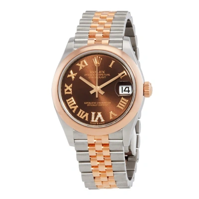 Rolex Datejust 31 Chocolate Dial Automatic Ladies Steel And 18kt Everose Gold Jubilee Watch 278241ch In Metallic