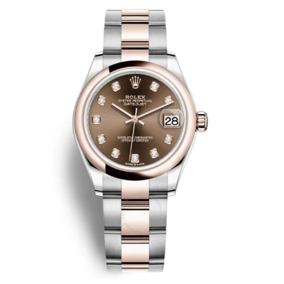 Rolex Datejust 31 Chocolate Dial Automatic Ladies Steel And 18kt Everose Gold Oyster Watch 278241chd In Metallic