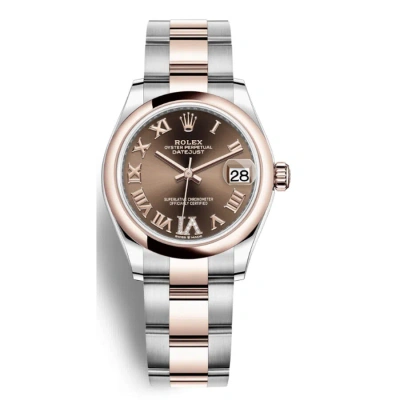 Rolex Datejust 31 Chocolate Dial Automatic Ladies Steel And 18kt Everose Gold Oyster Watch 278241chr