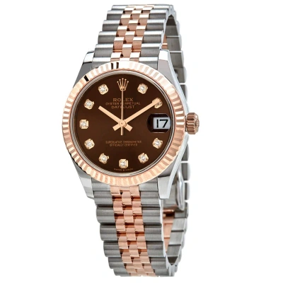 Rolex Datejust 31 Chocolate Diamond Dial Automatic Ladies Steel And 18kt Everose Gold Jubilee Watch  In Metallic